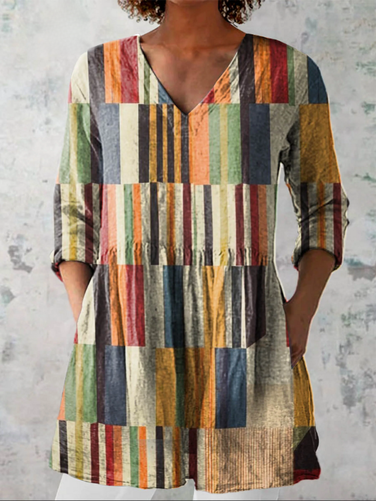Andrea | Long V-Neck Blouse