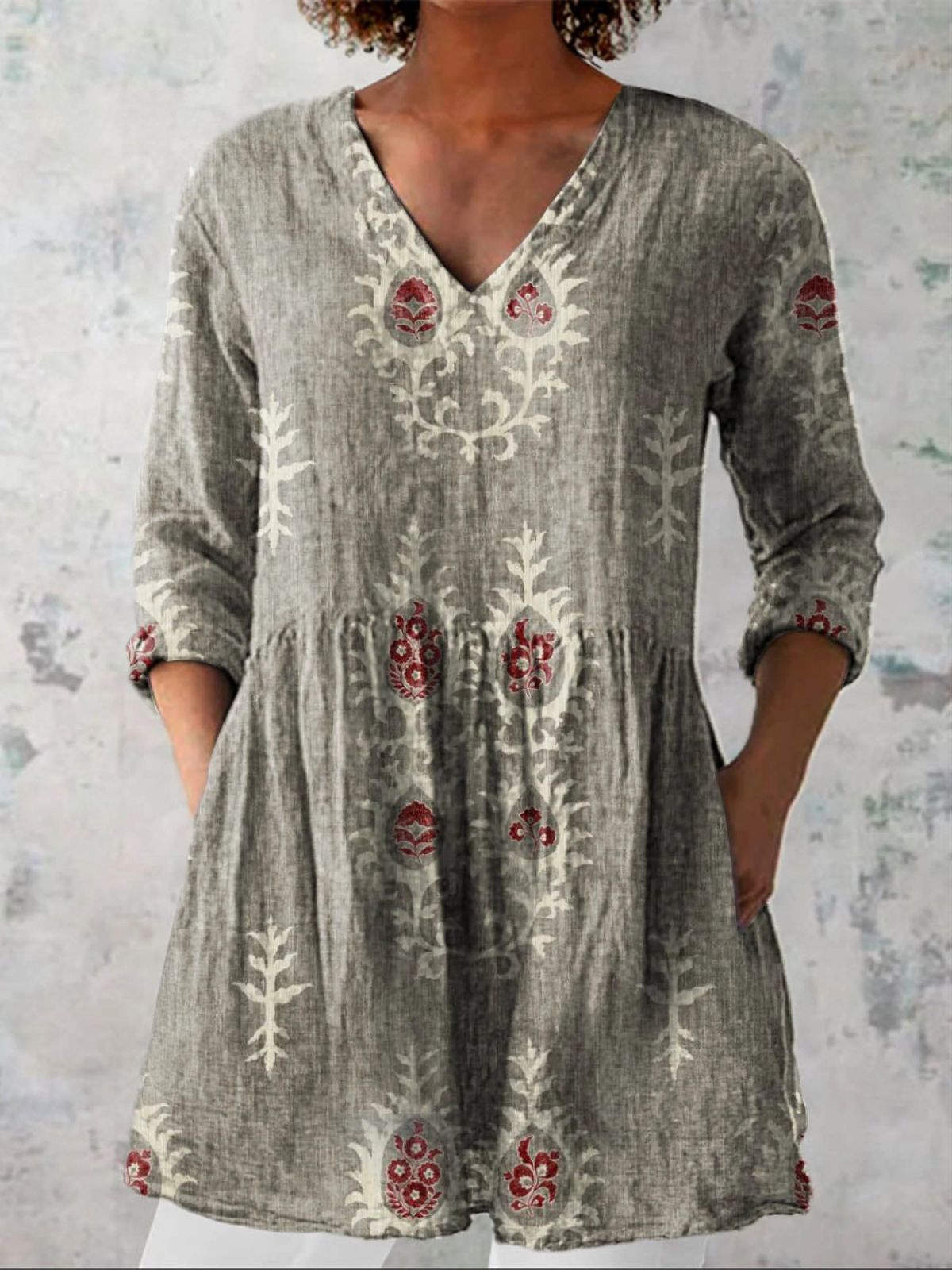 Christina | Long V-Neck Blouse