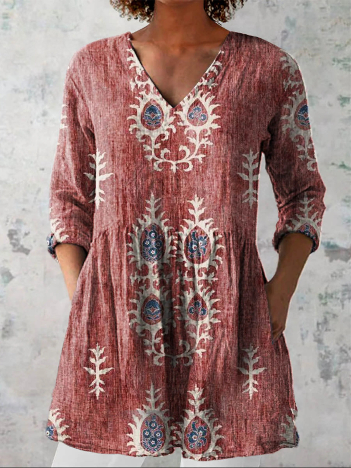 Christina | Long V-Neck Blouse