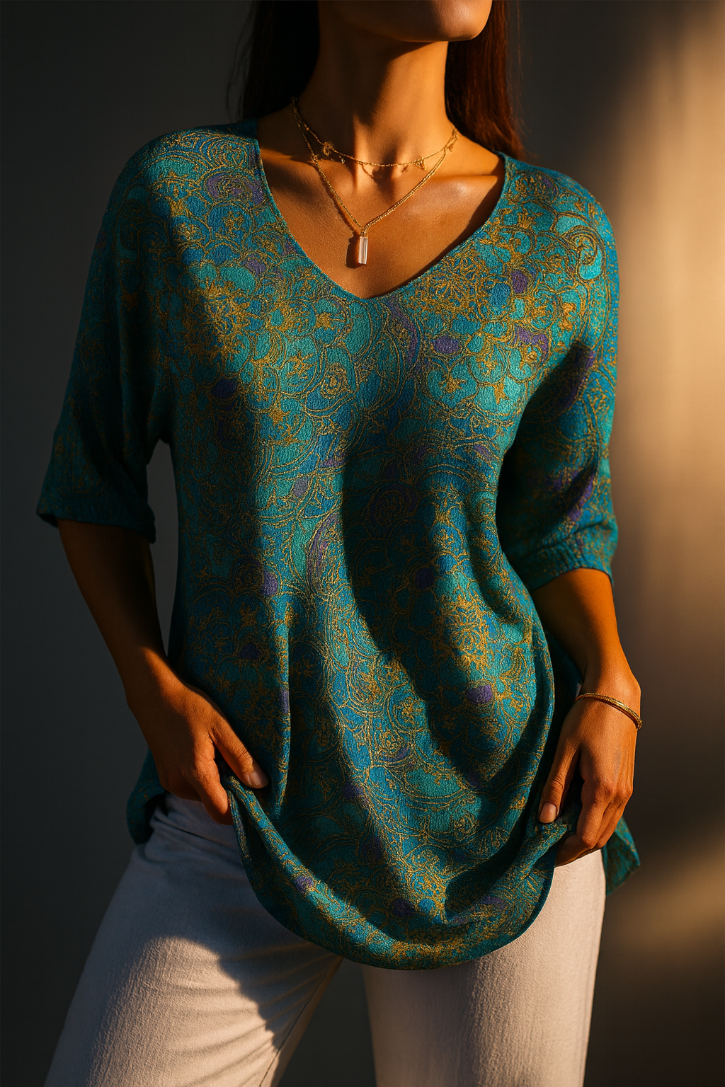 Tamara | Retro Art Print Knit Pullover