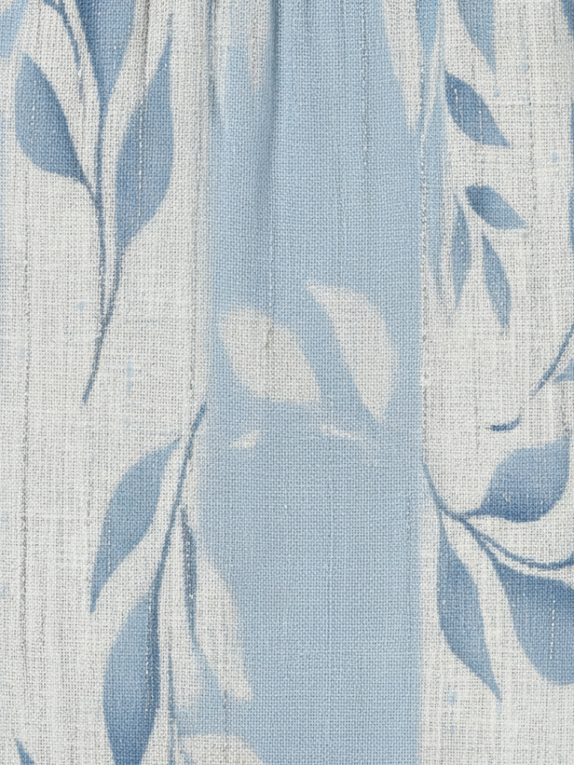 Solene | Mouwloze Blauwe Midi Jurk met Bladprint