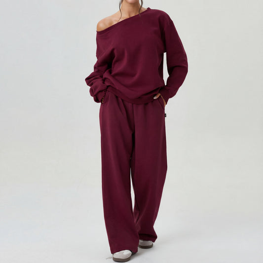 NELIA™ - Casual One-Shoulder Long Sleeve Two-Piece Set